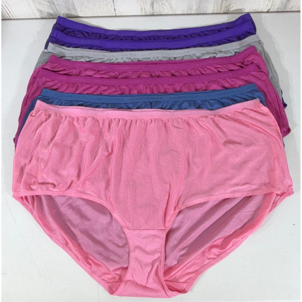 Comfort Choice Brief Lot of 7 Size 13 Multi-Color Nylon High Rise Granny Panties